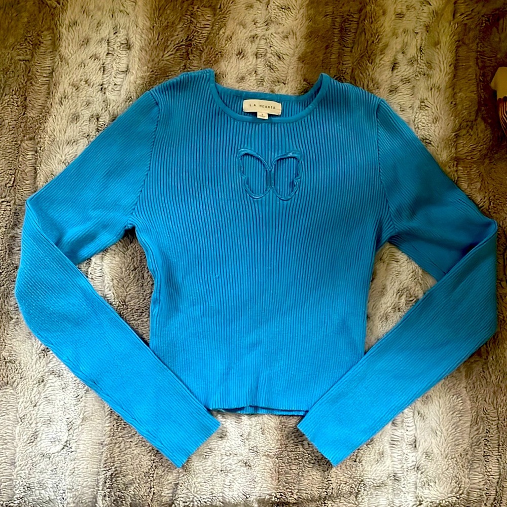 La Hearts cut out butterfly long sleeve - blue/ small